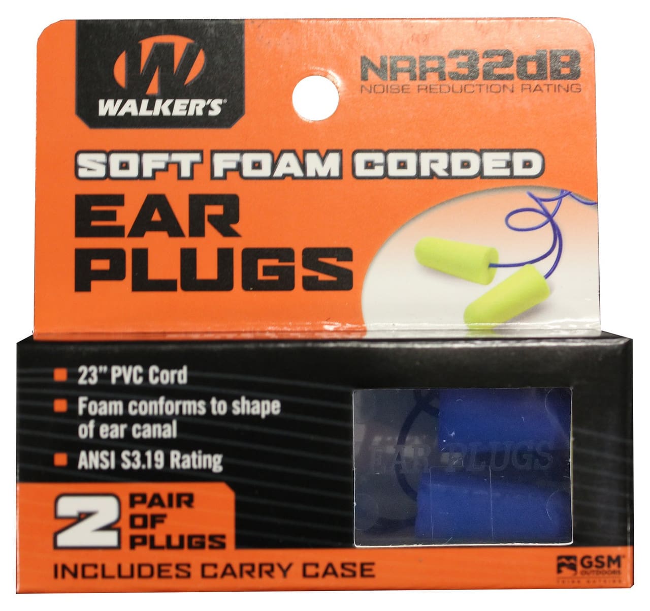 2 PAIRS BLUE CORDED FOAM PLUG WITH PLASTIC CASE